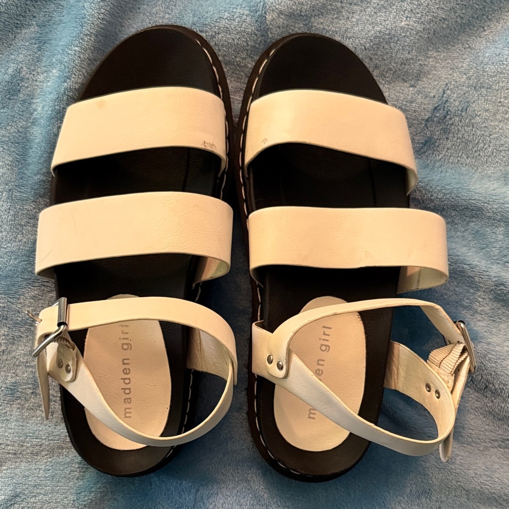 Madden Girl Cream Strappy Sandals